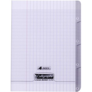 Calligraphe 18225C - Un cahier pique 4 index (gamme 8000 de Clairefontaine) 140 pages 17x22 cm 90g grands carreaux, couverture p
