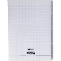 Calligraphe 18229C - Un cahier pique 4 index (gamme 8000 de Clairefontaine) 140 pages 24x32 cm 90g grands carreaux, couverture p