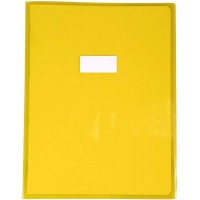 Lot de 10 : Calligraphe 73404C - Un protege-cahier Cristalux 24x32 cm 22/100eme avec porte-etiquette, en PVC (plastique) transpa