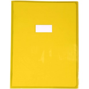 Lot de 10 : Calligraphe 73404C - Un protege-cahier Cristalux 24x32 cm 22/100eme avec porte-etiquette, en PVC (plastique) transpa
