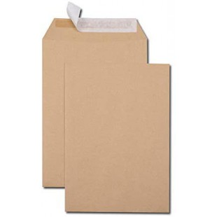 Boite de 500 pochettes kraft auto-adhesives 90g Format B5 176x250mm