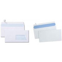 Boite 500 enveloppes auto-adhesives 80g Format DL 110x220mm fenetre 45x100 & Boite de 500 enveloppes Blanches auto-adhesives 80g