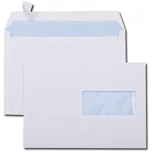 Boite de 500 enveloppes Blanches auto-adhesives 80g Format C5 162x229mm fenetre 45x100