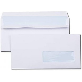 La Couronne Boite de 500 enveloppes 110x220 blanc 80 g a  fenetre 35x100 autocollante