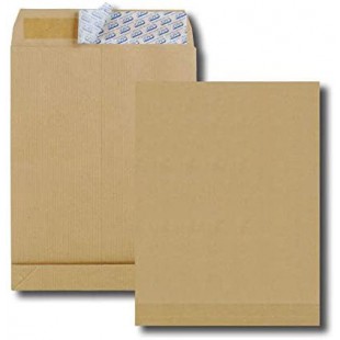 Paquet de 5 sacs a  soufflets kraft brun C4 229x324 120 g/m² bande de protection