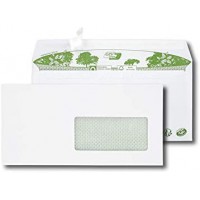 Paquet de 40 enveloppes extra blanches 100% recyclees DL 110x220 80 g/m² fenetre 45x100 bande de protection