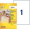 AVERY - Pochette de 25 etiquettes autocollantes et amovibles, Personnalisables et imprimables, Format 210 x 297 mm, Impression l