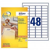 AVERY - Pochette de 1200 etiquettes autocollantes et amovibles, Personnalisables et imprimables, Format 45,7 x 21,2 mm, Impressi