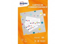 AVERY - Pochette de 48 cartes de correspondance a  bords lisses (260g/m²), Personnalisables et imprimables, Format 128 x 82 mm, 