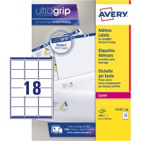AVERY - (L7161-100) - Boite de 1800 etiquettes d'adressage autocollantes, Personnalisables et imprimables, Format 63,5 x 46,6 mm