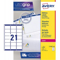 AVERY - (L7160-100) - Boite de 2100 etiquettes d'adressage autocollantes, Personnalisables et imprimables, Format 63,5 x 38,1 mm