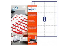 AVERY - Pochette de 200 inserts imprimables pour badges, En carte blanche 190g/m², Format 86 x 55 mm, Impression laser / jet d'e