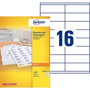 AVERY - Boite de 1600 etiquettes autocollantes multi-usages, Format 105 x 35 mm, Impression copieur, (DP165-100)