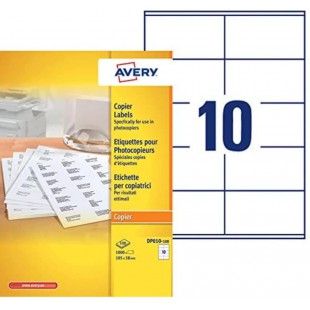 AVERY - Boite de 1000 etiquettes autocollantes multi-usages, Format 105 x 58 mm, Impression copieur, (DP010-100)