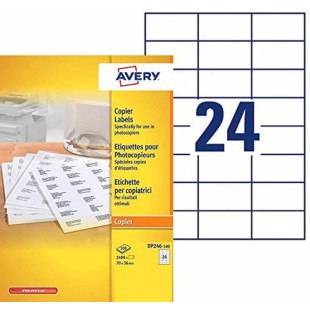 AVERY - Boite de 2400 etiquettes autocollantes multi-usages, Format 70 x 36 mm, Impression copieur, (DP246-100)