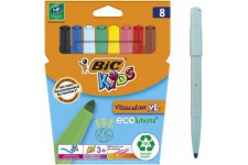 BIC Kids Visacolor XL Feutres de Coloriage a  Pointe Large - Couleurs Assorties, Etui carton de 8