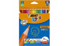 BIC Kids Evolution ECOlutions Crayons de Couleur - Coloris Assortis, Etui Carton de 18 937513