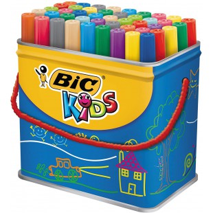 BIC Kids Visacolor XL Feutres de Coloriage a  Pointe Large - Couleurs Assorties, Pot de 48