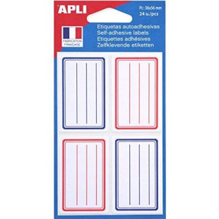 APLI-AGIPA 37923 etiquette Adhesive ecolier 36x56mm Pochette Lot de 24 Assorties