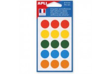 Apli 100088 - Pochette de 90 pastilles de couleurs assorties Ø 19 mm Jaune/Bleu/Orange/Vert/Rouge