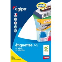 APLI Etuis A5 ( 16F ) de 32 etiquettes multi-usage Permanentes 105 x 148 mm Blanc