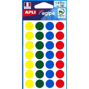 AGIPA Sachet 140 pastilles de signalisation diam 15 mm Assorties