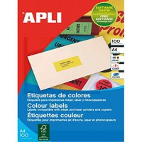 Apli 100755 Boite de 100 Etiquettes multi-usage A4 210 x 297 mm Orange Fluo