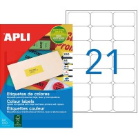Apli 100767 Boite de 2100 Etiquettes multi-usage A4 63,5 x 38,1 mm Jaune