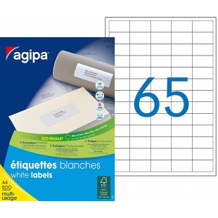 100799 Lot de 32500 Etiquettes DIN A4 multi usage droits 38 mm x 21,2 mm Blanc