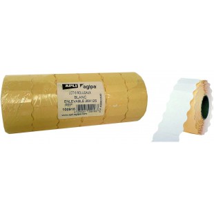 Apli 100916 Lot de 6 Rouleaux de 1500 Etiquettes enlevable sinusoidale 26 x 12 mm Blanc