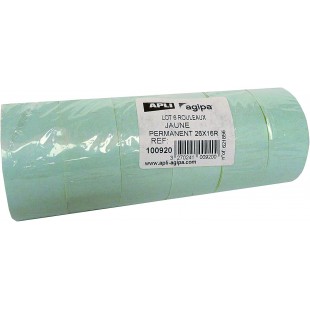 100920 Paquet de 6 rouleaux de 1000 etiquettes Jaunes rectangulaires