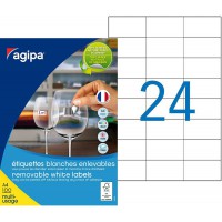 101165 Lot de 2400 Etiquettes DIN A4 multi usage enlevable droits 70 x 37 mm Blanc