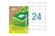 Boite de 2400 etiquettes blanches pour imprimante jet d'encre / laser / copieur 100% recyclees 70x37