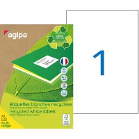 Boite de 100 etiquettes blanches pour imprimante jet d'encre/ laser/copieur 100% recyclees 210x297mm