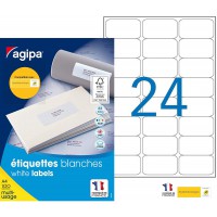 Apli Agipa - Boite etiquettes Adhesives Blanches Multi-Usages Coins Arrondis - Certifie FSC - Anti-bourrage - 63,5 x 33,9 mm - 2