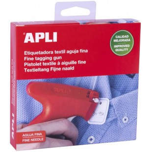 Apli 101546 - Pistolet textile a  aiguille fine - Pistolet etiquettes textile pour tissus fins et delicats. 26 x 12 mm