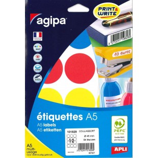 Apli 101829 - Etui 84 pastilles multi-usage couleurs assorties Ø 45 mm - Coins: Pastilles, bleu, jaune, rouge, vert