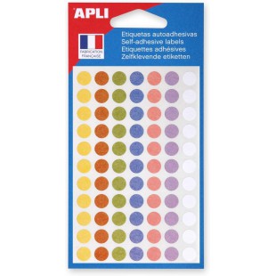 APLI Pochettes 385 pastilles Ø 8 mm couleurs pastel assorties Ø 8 mm