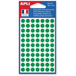 APLI Sachet de 462 etiquettes Gommettes de signalisation Rondes 8 mm Vert