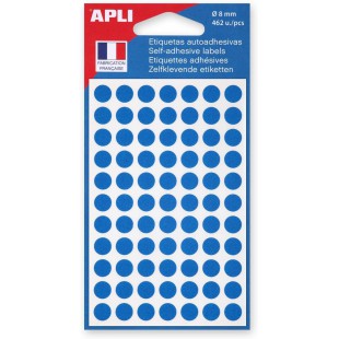 APLI Sachet de 462 etiquettes Gommettes de signalisation Rondes 8 mm Bleu