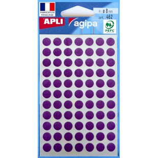 AGIPA Sachets de 462 etiquettes Gommettes de signalisation Rondes 8mm Violet