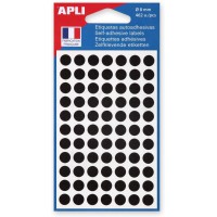 APLI-AGIPA 111837 Pastille Adhesive 8mm Pochette Lot de 462, Noir
