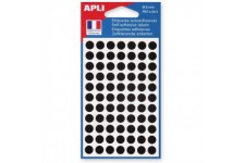 APLI-AGIPA 111837 Pastille Adhesive 8mm Pochette Lot de 462, Noir