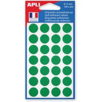 APLI Sachets de 168 etiquettes Gommettes de signalisation Rondes 15 mm Vert