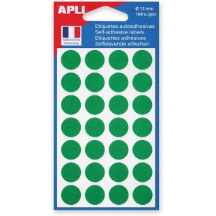 APLI Sachets de 168 etiquettes Gommettes de signalisation Rondes 15 mm Vert