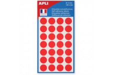 APLI-AGIPA Pastille Adhesive 15mm Pochette lot de 168, ROUGE