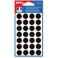 APLI Lot de 3 Sachets de 168 etiquettes Gommettes de signalisation Rondes 15 mm Noir