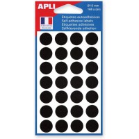 APLI Sachets de 168 etiquettes Gommettes de signalisation Rondes 15 mm Noir