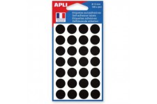 APLI Sachets de 168 etiquettes Gommettes de signalisation Rondes 15 mm Noir