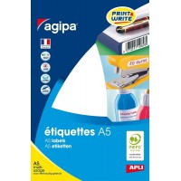 AGIPA Lot de 10 Etuis A5 ( 16F ) de 640 etiquettes multi-usage Permanentes 35 x 15 mm Blanc